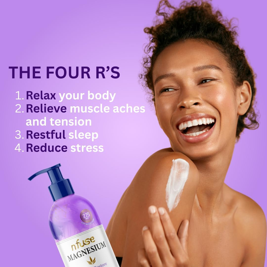 Magnesium Lotion - 225 Mg USP Magnesium Chloride, Lavender Essential Oils, Fast Absorbing, Calming, Stress Relief & Muscle Relaxation - Natural Body Lotion, 8 Oz