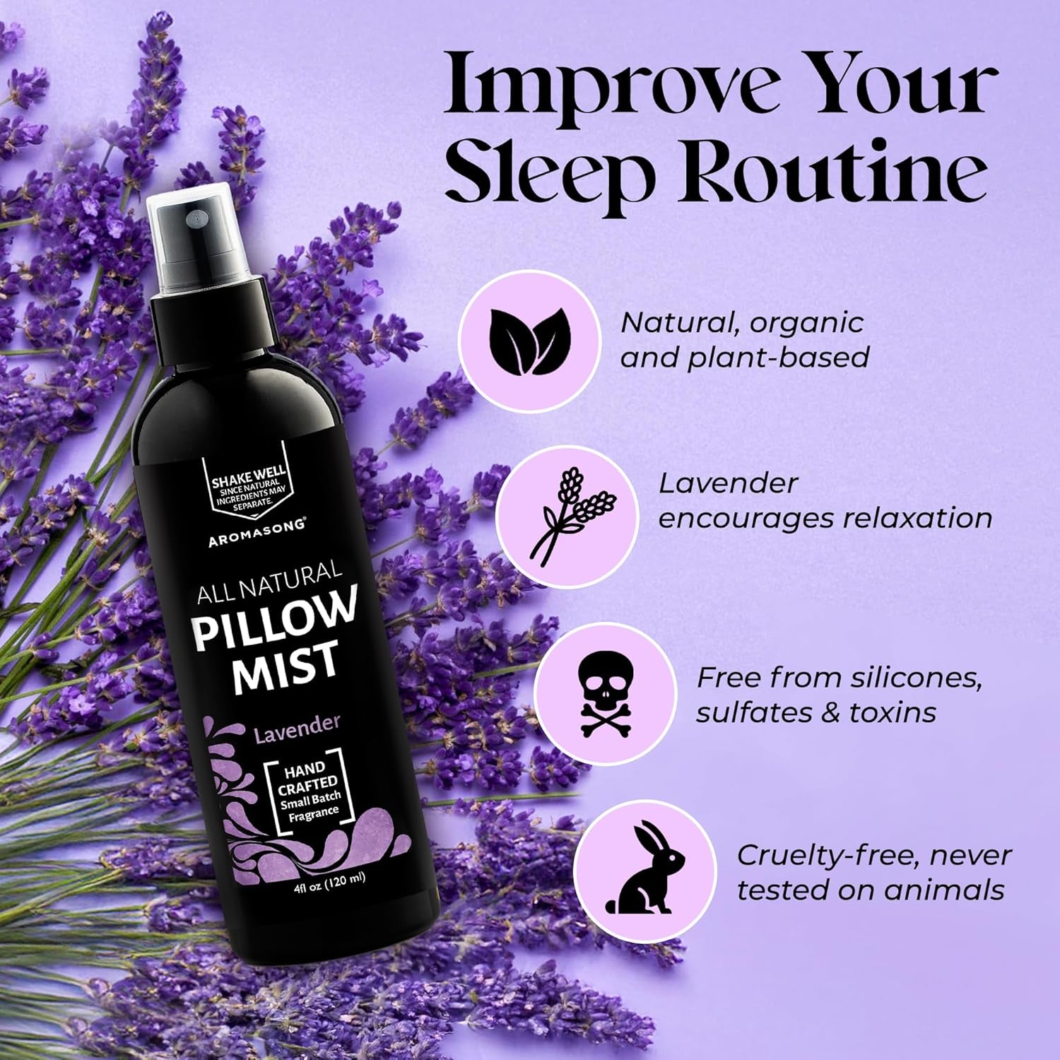 Lavender Pillow Spray for Sleeping - All Natural Calming Linen & Bedtime Sleep Mist for Deep Sleep - Pillow Spray Aromatherapy with Botanical Essential Oils for Relaxing Stress